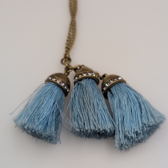 J. Crew Gold and Blue Bohemian Necklace - Picture 3 of 5